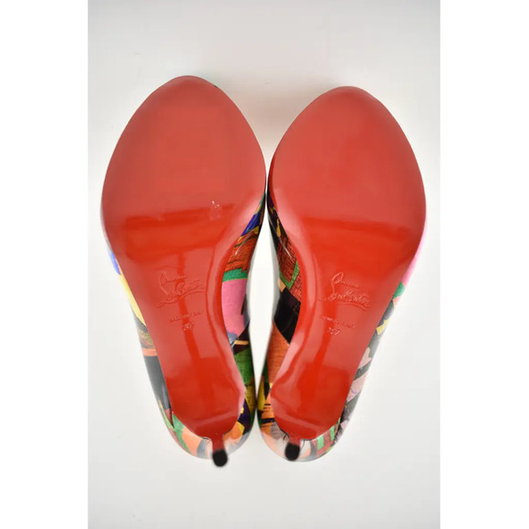 Christian Louboutin New Very Prive 120 Patent Mag Multicolor Peep Heel Pump 37 - Picture 12 of 12